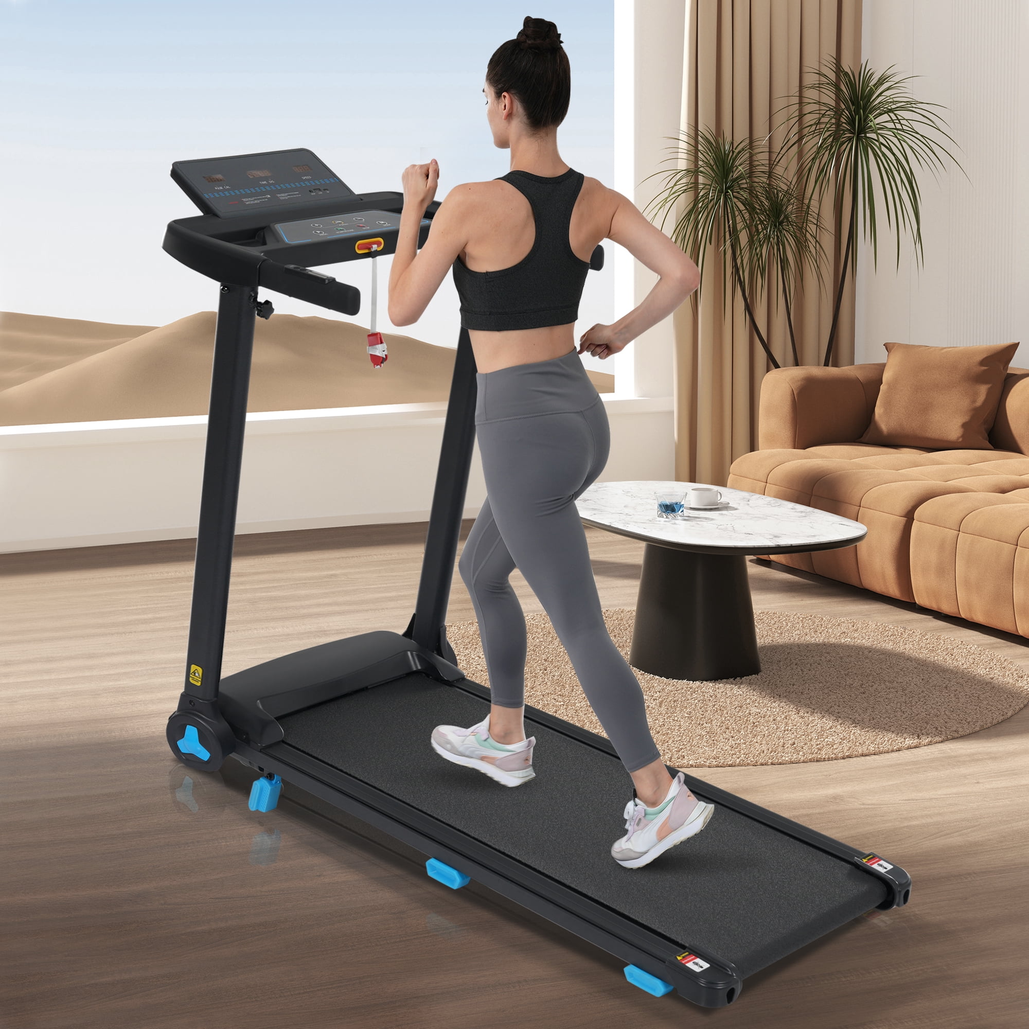 LiviNest Foldable Incline Treadmill for Home: 3.0HP Quiet Motor & 8% Incline - 300 LBS Capacity 10MPH Speed with Heart Rate Monitor & USB/Type-C Charging