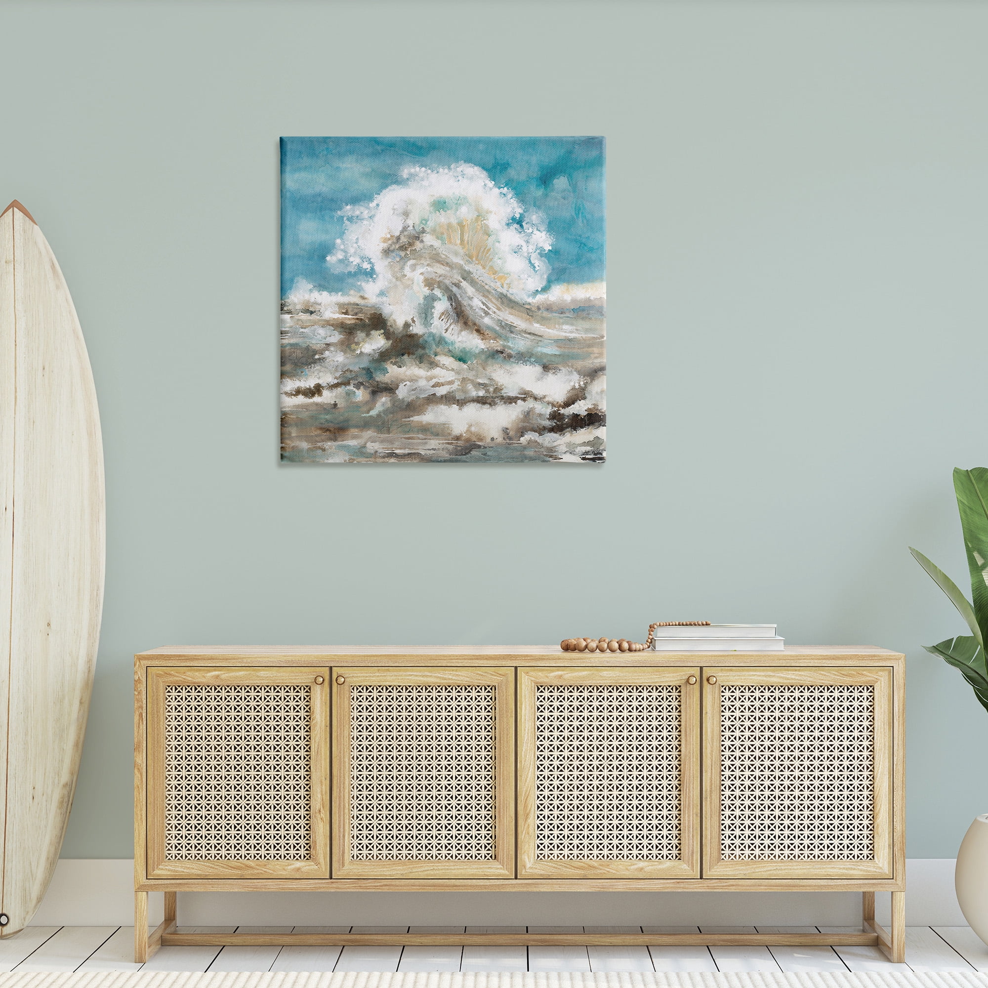 Stupell Industries Abstract Ocean Splash Abstract Painting Gallery Wrapped Canvas Art Print Wall Art, 36 x 36