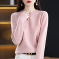 thumbnail image 1 of Suéter de cachemira pura de otoño e invierno para mujer, jersey corto de cuello redondo, jersey de manga larga de lana de tubo recto, suéter versátil, 1 of 6
