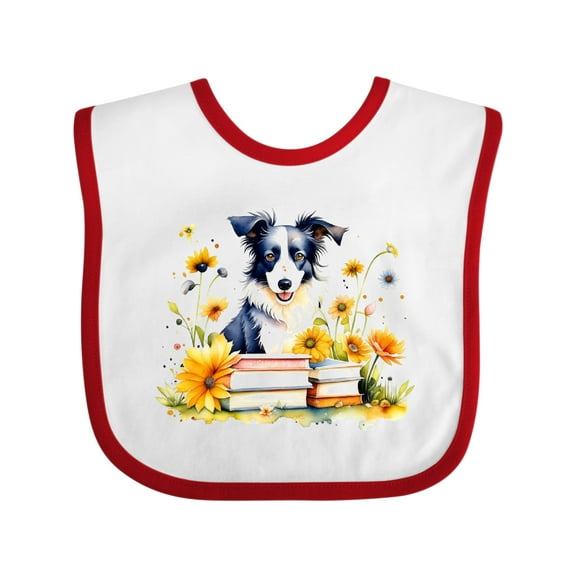 Inktastic Bookworm Border Collie Girls Baby Bib