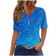 thumbnail image 2 of Fiudx Camisas para Mujer Blusa de Manga Corta Estampada a La Moda para Mujer, Blusas Informales con Cuello Redondo, 2 of 5