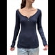 thumbnail image 2 of Tops Henley de Larga para Mujer para Otoño, Elegantes e Informales, Lindas Camisetas Básicas para Niñas en Invierno Azul Oscuro XL, 2 of 7