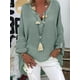thumbnail image 2 of Blusa de lino blusa de mujer túnica blusa de cuello en V camisa de manga larga, 2 of 6