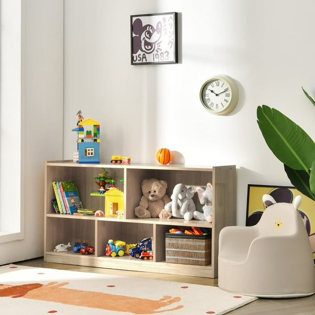 Costway Librería para Niños y Organizador Juguetes Mueble de 5 Cubos para Juguetes Muñecas Libros Estante de Madera con 5 Compartimientos