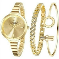 Weicam Women's Watch Elegant Crystal Cuff Bangle Bracelet Watch Sets Analog Quartz Wrist Watches