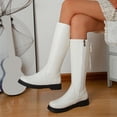 thumbnail image 4 of B91xZ Riding Boots Women Pu Knee High Riding Combat Boots,White 7.5, 4 of 5