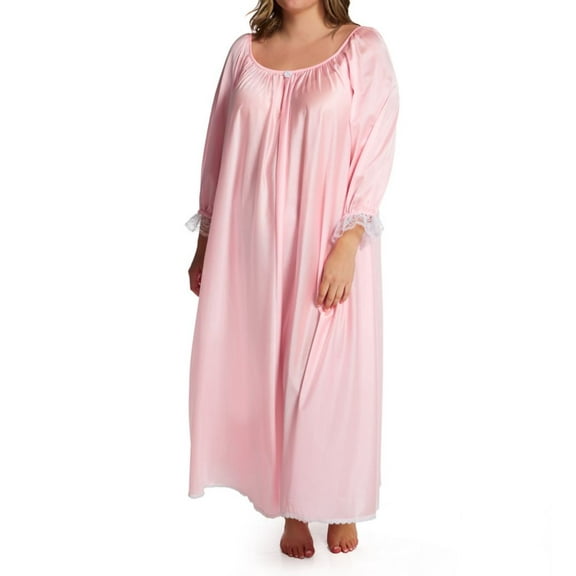 Women's Amanda Rich 107-SHX Plus Long Sleeve Ankle Length Gown (Light Pink XL)