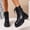 Black, variant on Women Platform Combat Boots, Lace‑Up Ankle Booties with Metal Buckle Strap, Chunky Lug Sole Short Boots