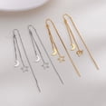 thumbnail image 4 of Pendientes largos con forma de luna y estrella y cadena para la oreja con cara delgada, elegantes pendientes de estilo coreano para mujer con borlas y forma de luna y estrella hueca, 4 of 6