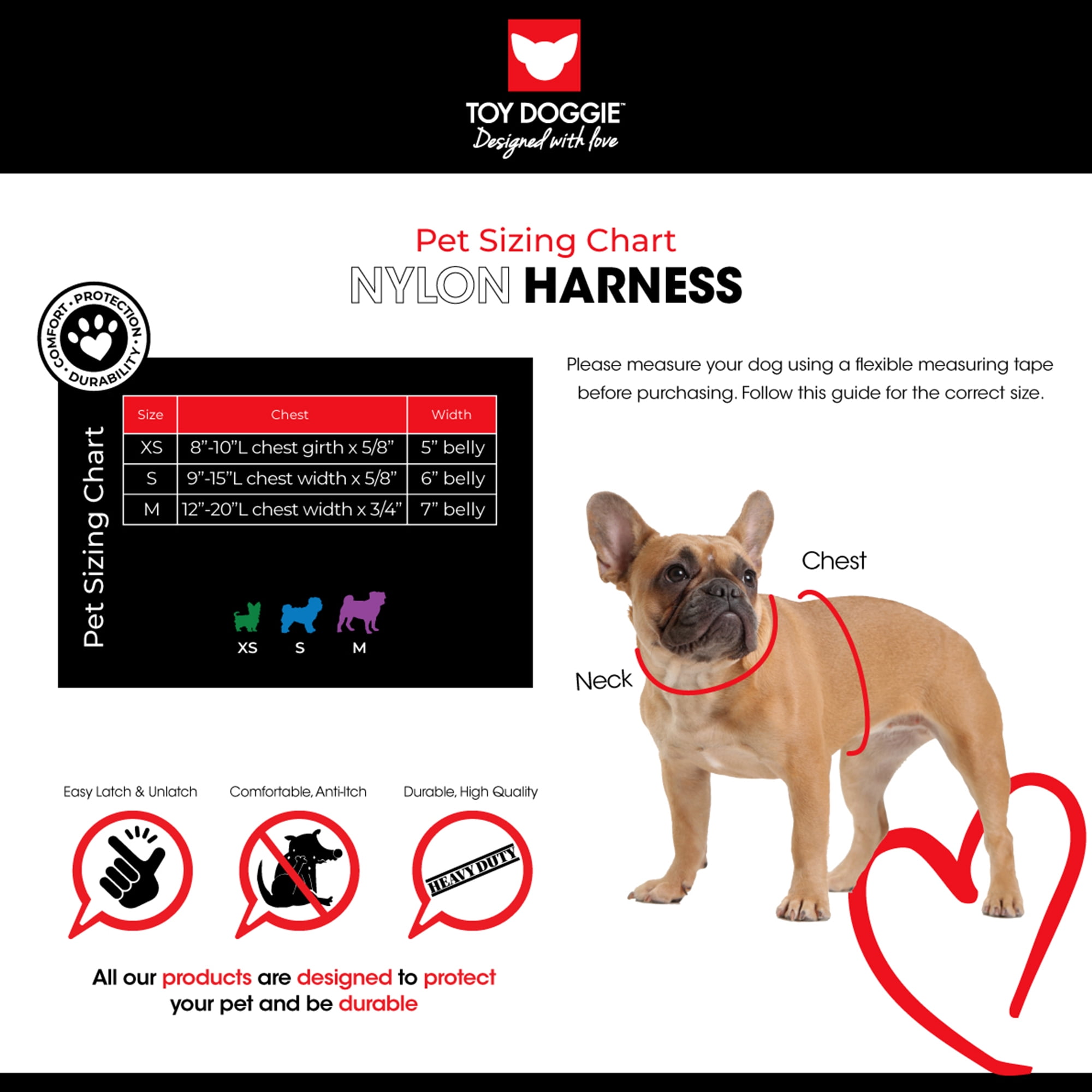 Toy Doggie Essential Nylon Reflective Harness Purple Xs for XSmall Dogs