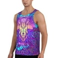 thumbnail image 2 of Fotbe Elephant in Tribal Style Pattern Men's Quick Dry Workout Tank Top Gym Muscle Tee Fitness Bodybuilding Sleeveless T Shirt Breathable Workout Shirt-Large, 2 of 9