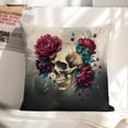 thumbnail image 6 of Skull Flowers Gothiclinen throw pillowcase decoration pillowcase gifting preferred 20x20 inch cushion cover 2 sets sofa pillowcase sofa bedroom living room car, 6 of 8