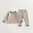 thumbnail image 2 of AherBiu Baby Clothes Unisex Fall Long Sleeve Crewneck Tops with Pants Basic Solid Color Infant Outfits, 2 of 7