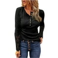 thumbnail image 1 of Moda mujer casual manga larga sólido o-cuello botón blusa camiseta damas tops Pompotops  gfhjh8977, 1 of 6