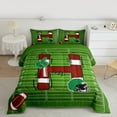 thumbnail image 2 of Homewish Boys Sport Rugby Bedding Comforter Set, Brown Initial H Letter Twin Comforter Sets, Chic Stripes Abstract Reversible Bedding Set, Lightweight Room Decor, 2-Piece, 2 of 8