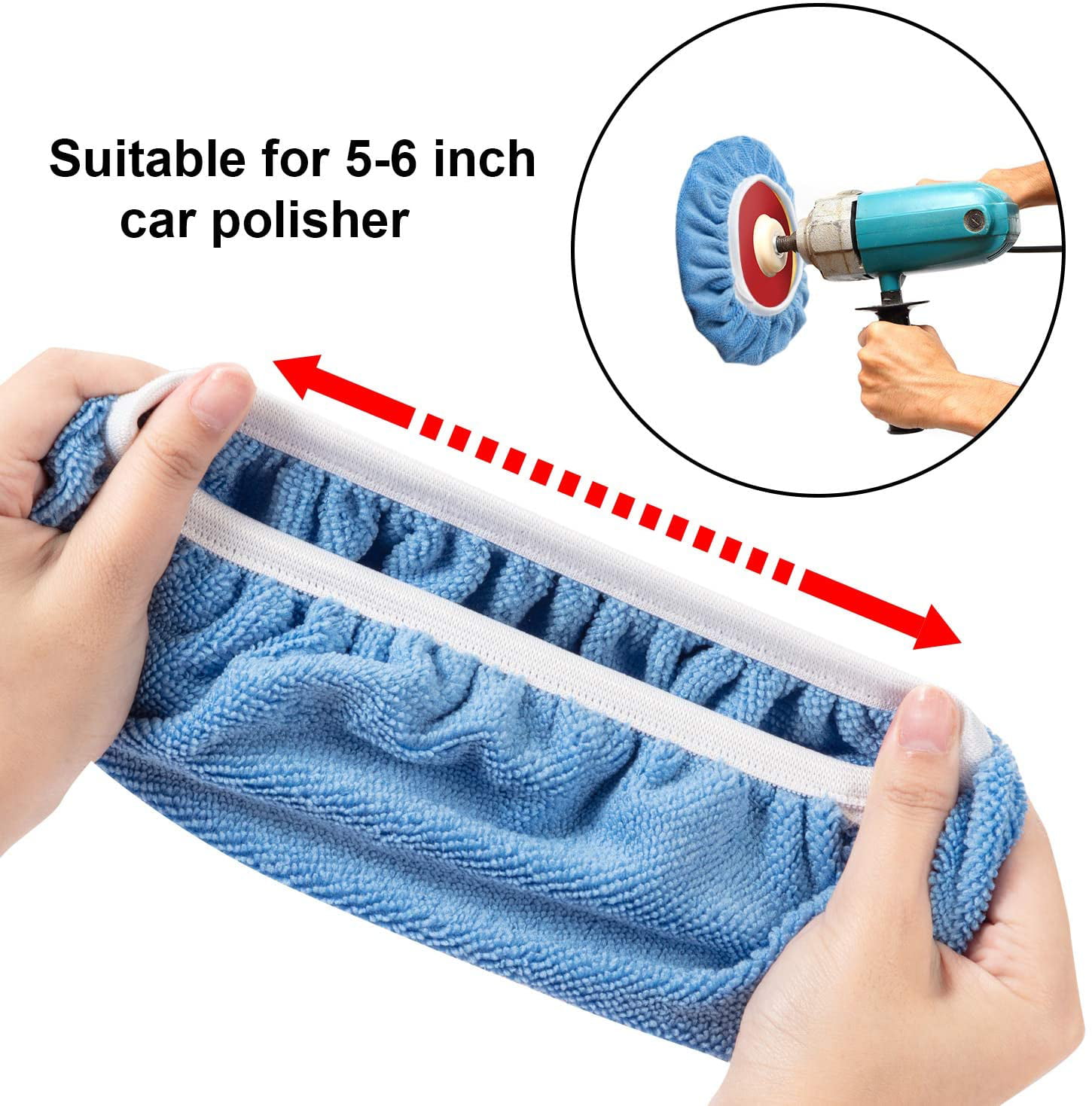 US 5PCS Waxing Bonnet Buffer Soft Microfiber Polishing Car Polisher Pads 5-6inch