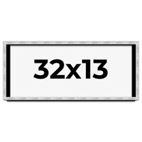 32x13 Frame Brushed Silver Solid Wood Picture Frame | 0.75 Inch Moulding Width | Rabbet Depth 0.75