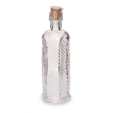 Darice Glass Bottle Hexagon with Raised Dots Clear 5 Incheses