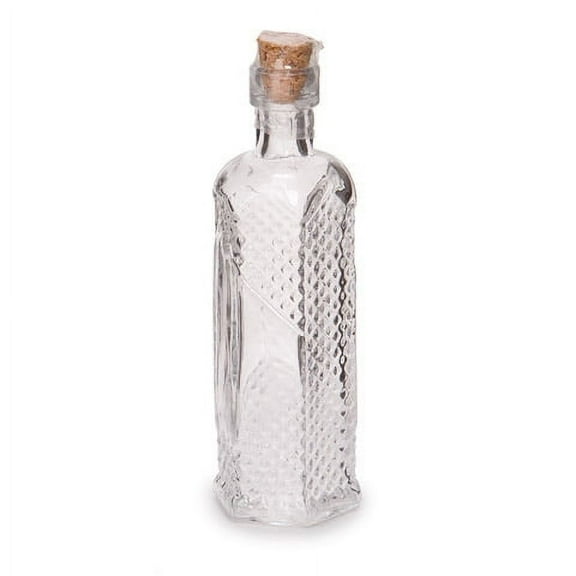 Darice Glass Bottle Hexagon with Raised Dots Clear 5 Incheses