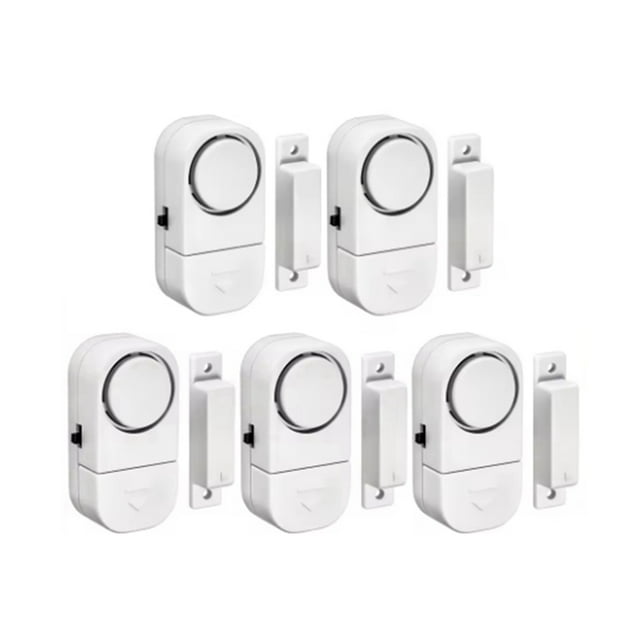 Alarma de Seguridad Inalámbrica de 90 DB, Sensor de Apertura Magnética Independiente para Puertas y Ventanas, Seguridad Mejorada para el Hogar (5 Unidades)