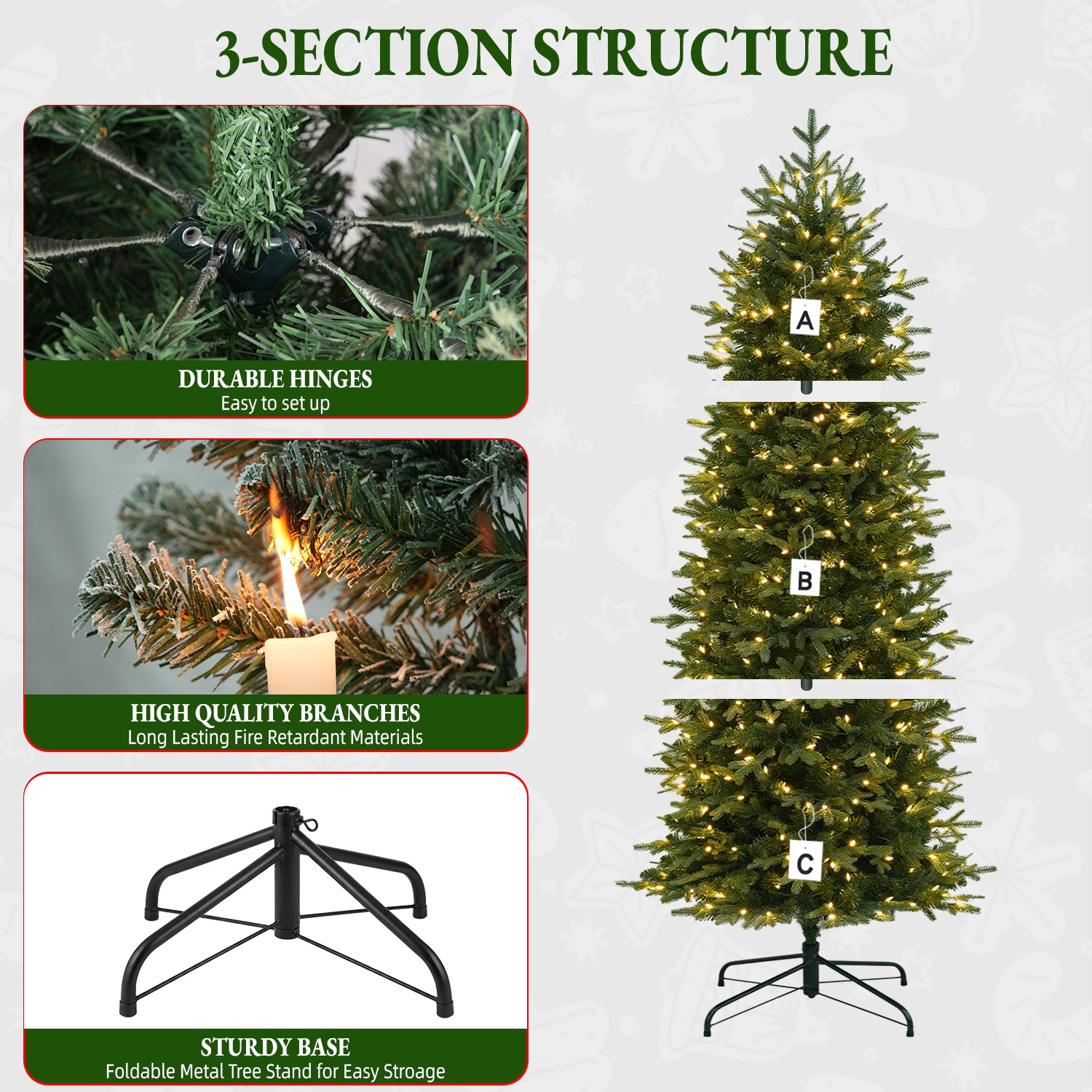 Vivatrees 6ft Pre-lit Slim Artificial Christmas Tree photo 8