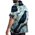 thumbnail image 3 of Crow Men's Short Sleeve Hawaiian Shirt, Casual Printed Button Down Beach Tops for Summer, Spread Collar Mens Shirts Unisex, 3 of 6