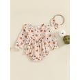 thumbnail image 2 of Newborn Baby Girls Halloween Clothes Pumpkin Ruffle Romper Long Sleeve Waffle Bodysuit with Headband Set Fall Outfits, 2 of 8