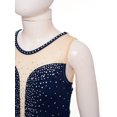 thumbnail image 3 of iiniim Kids Girls Figure Ice Skating Leotard Dress Sleeveless Gymnastics Ballroom Dancewear Navy Blue 14, 3 of 7