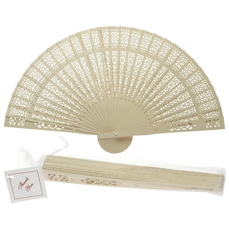 White Wood Panel Hand Fan Quasimoon 8