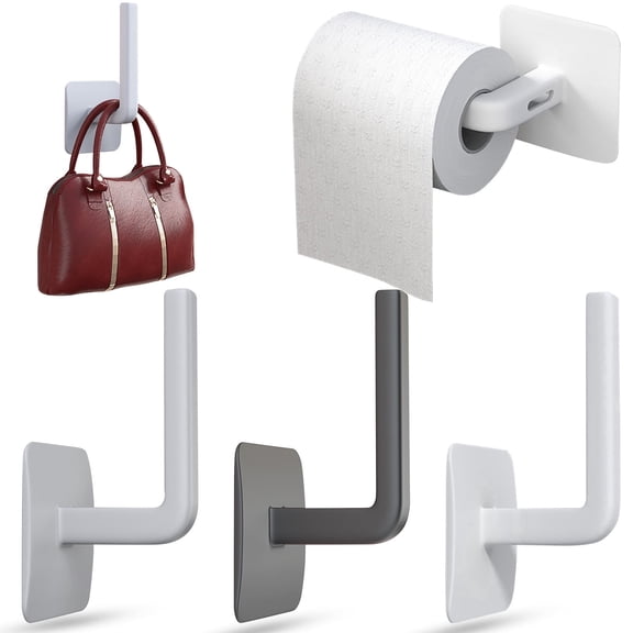 4 Pack Heavy Duty Adhesive Wall Hooks, Waterproof Transparent Hooks for Hanging Towel Coat Keys, Strong Sticky Bathroom Shower Kitchen Door Outdoor Home Improvement Utility Hooks, White