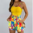thumbnail image 2 of DHFJKG 2 Piece Sets For Women Summer Boho Outfits Floral Sleeveless Scoop Neck Tank Top High Waisted Shorts With Belt Beach Vacation Clothes Soft Outfit, 2 of 8