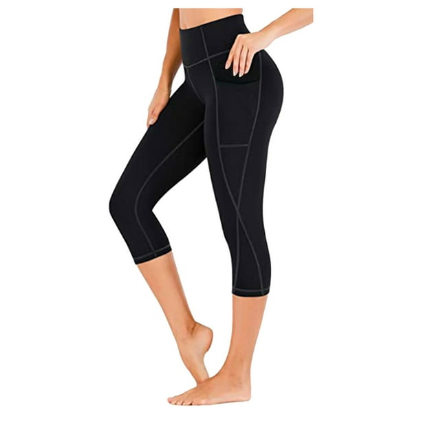 Buy 3 Pack Women's Capri Yoga Pants with Pockets Butt Lift High