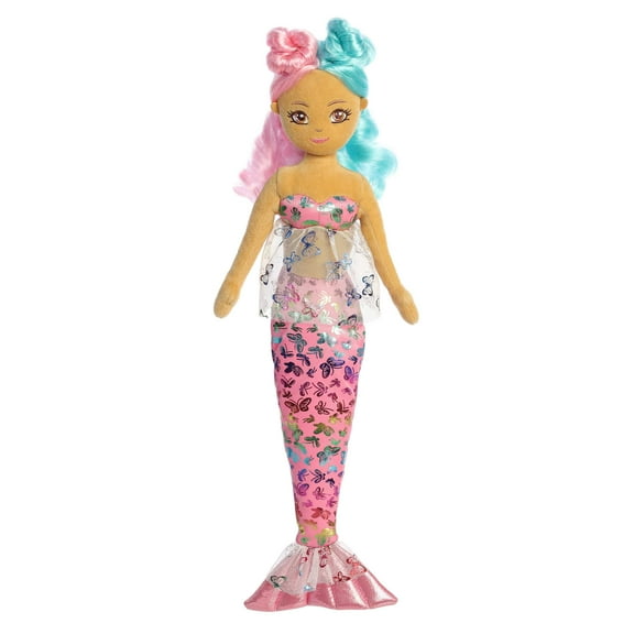 Aurora - Large Pink Sea Sparkles - Flutter Fashion Sparkles 17.5" Malala - Enchanting Stuffed Doll