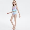 thumbnail image 4 of PMVFHDE Girls' Sleeveless 3-Piece Bikini Set with Ruffle & Flounce Trim, Scale Gradient Mermaid Design Swimwear for Hot Spring & Beach, Quick-Dry Comfortable Fit a,8-9 Years, 4 of 8