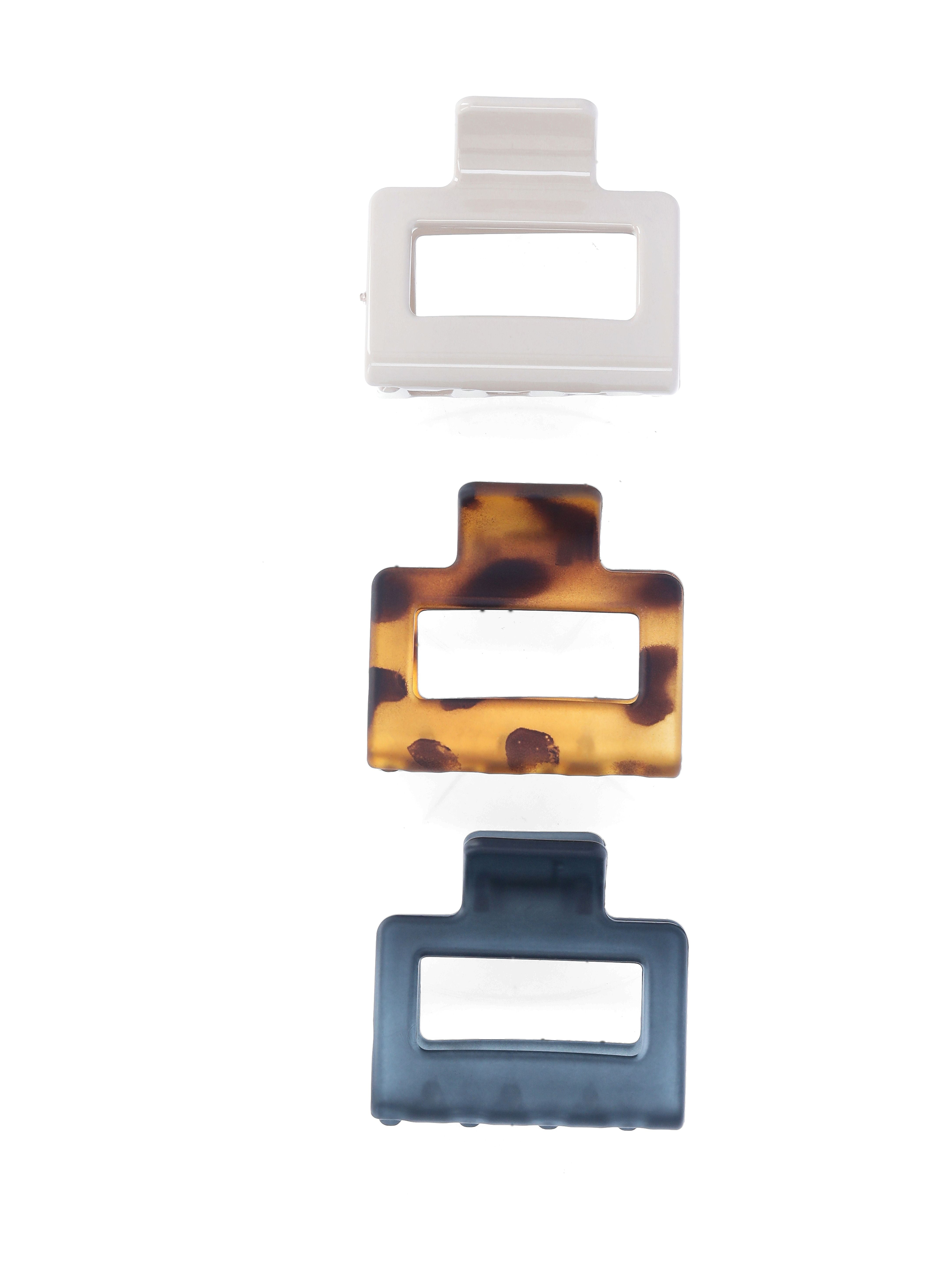 Time and Tru Women's Square Claw Hair Clips, 3-Pack, Brown