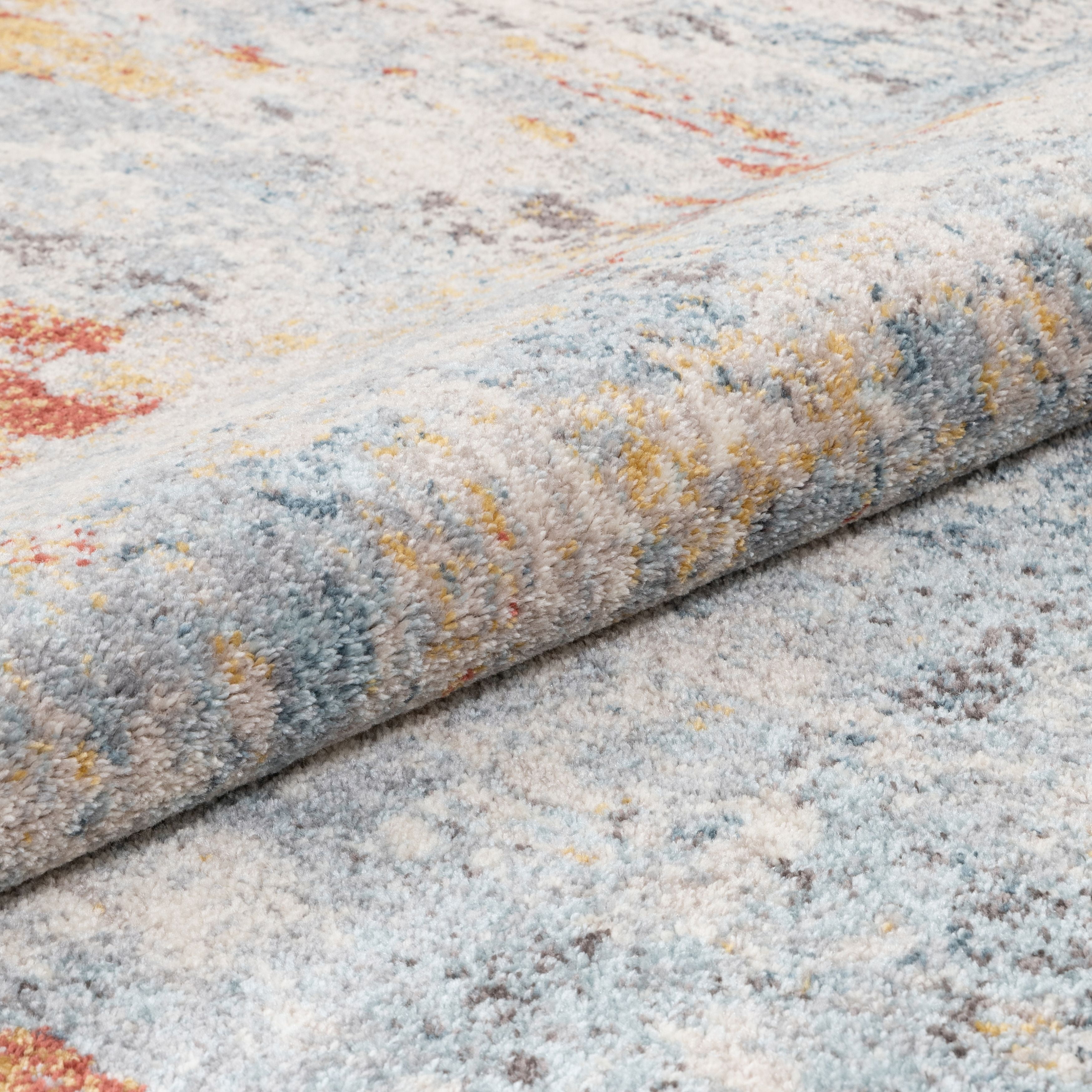 Sydney Nadine Blue Modern Abstract Distressed 5'3" x 7'3" Area Rug