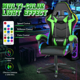 thumbnail image 3 of Bigzzia Gaming Chair with LED Lights Ergonomic Office Chair for Adults and Kids - Adjustable Height, 360° Swivel, Headrest Support, Mesh PU Leather, Black & Green, 3 of 8