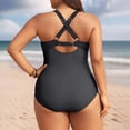 thumbnail image 4 of GDREDA Womens Plus Size Swimsuit Retro Full Coverage Bathing Suit Tummy Control One Piece Vintage Style Swimwear Black,XXXL, 4 of 5