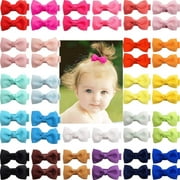 Joyoyo 50 Pieces 25 Colors Boutique Tiny Baby Bows 2"Hair Bows Non-Slip Full Lined Alligator Clips for Baby Girls Toddlers