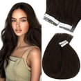 thumbnail image 1 of Sunny Hair Tape in Hair Extensions Human Hair Invisible Tape in Extensions 20Pcs Straight Remy Real Human Hair Extensions for Women Dark Chocolate Brown 12inch, 1 of 9