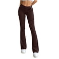 thumbnail image 2 of SEMPAI Women's Foldover High Waist Bootcut Yoga Pants Plain Tummy Control Workout Flared Leggings, 2 of 5