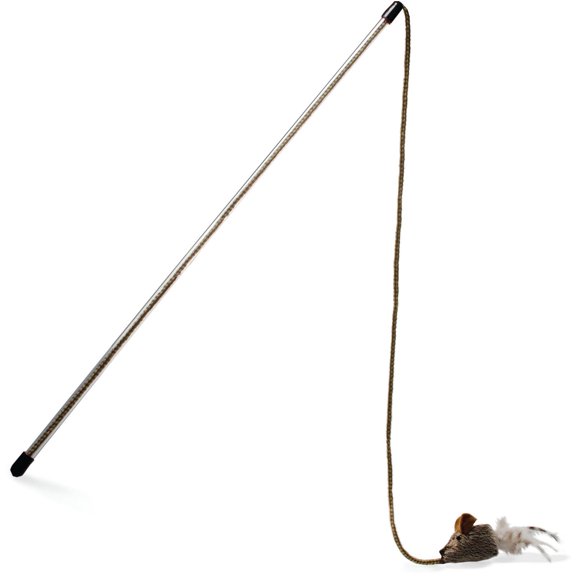 Quirky Kitty Tethered & Feathered Mouse Sound Teaser Wand Cat Toy