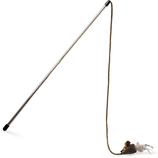 Quirky Kitty Tethered & Feathered Mouse Sound Teaser Wand Cat Toy
