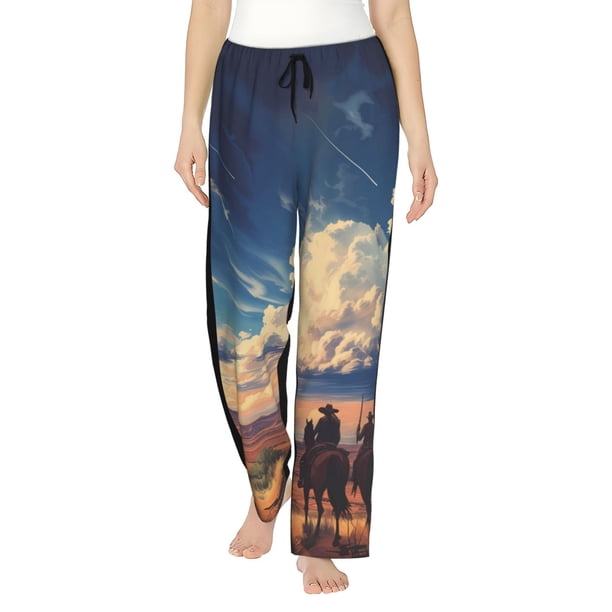 Balery Western Desert Cloud Cowboy Pantalones de pijama para mujer, pijamas ultraligeros, pantalones de estar por casa-3X-Large