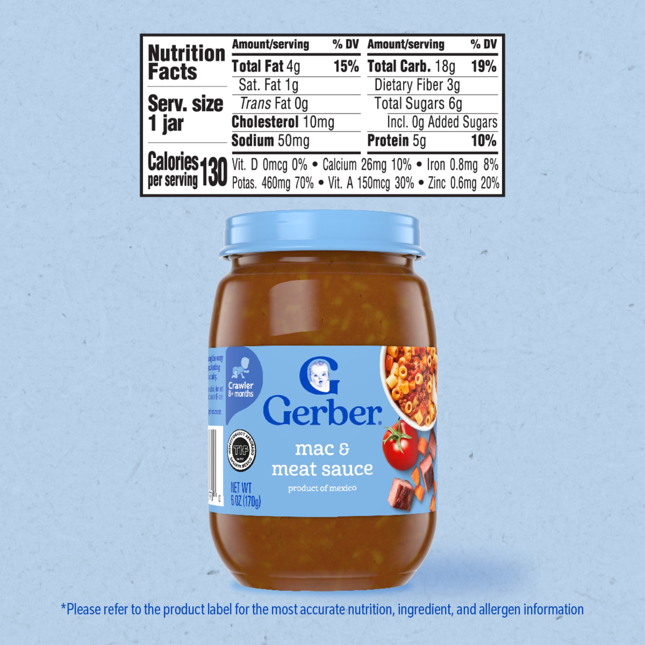 (12 pack) Gerber 3rd Foods Mealtime for Baby Baby Food, Mac & Meat Sauce, 6 oz Jar