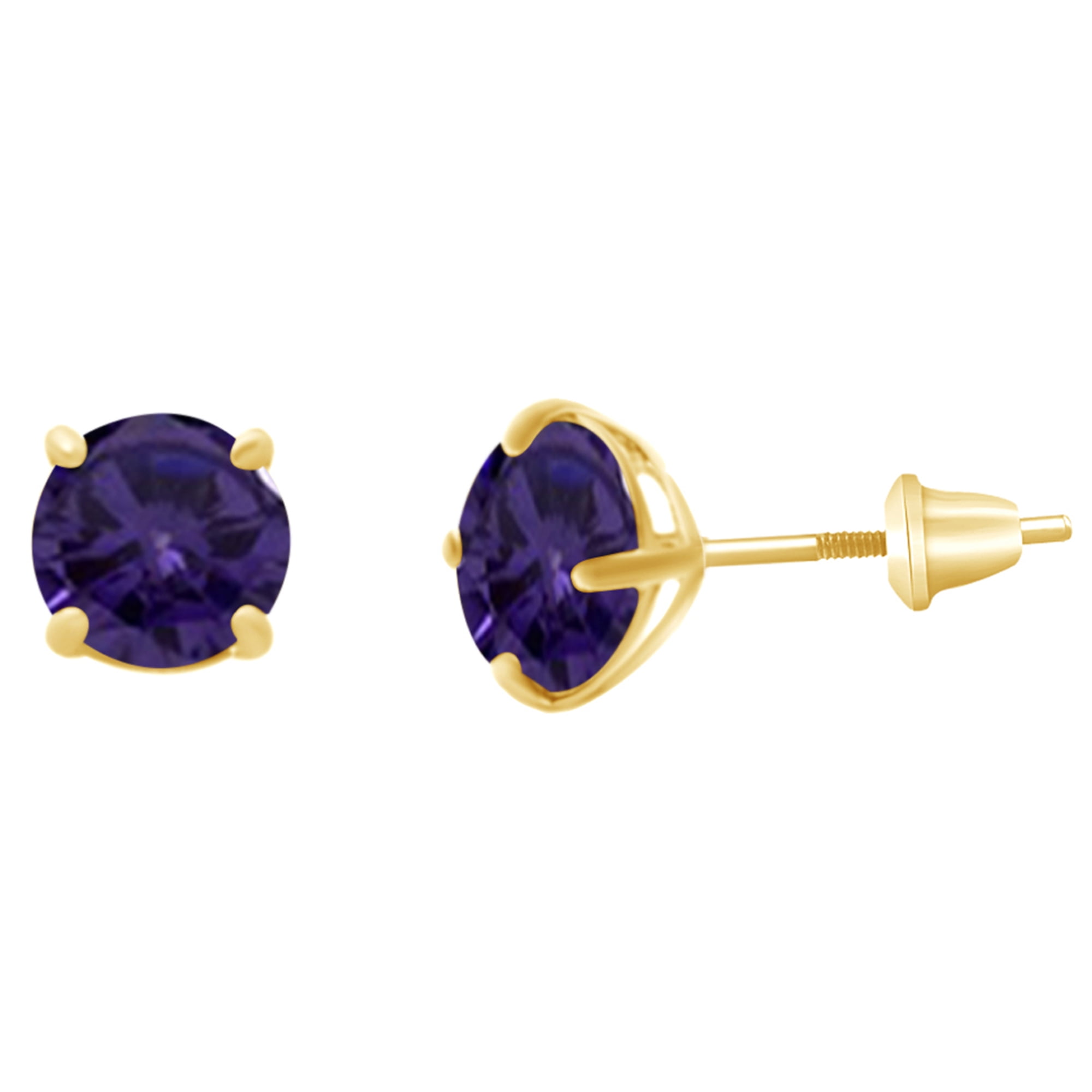 14k Yellow Gold 4mm Round Simulated Blue Sapphire Stud Earrings 14k Yellow Gold 4mm Round Simulated Blue Sapphire Stud Earrings