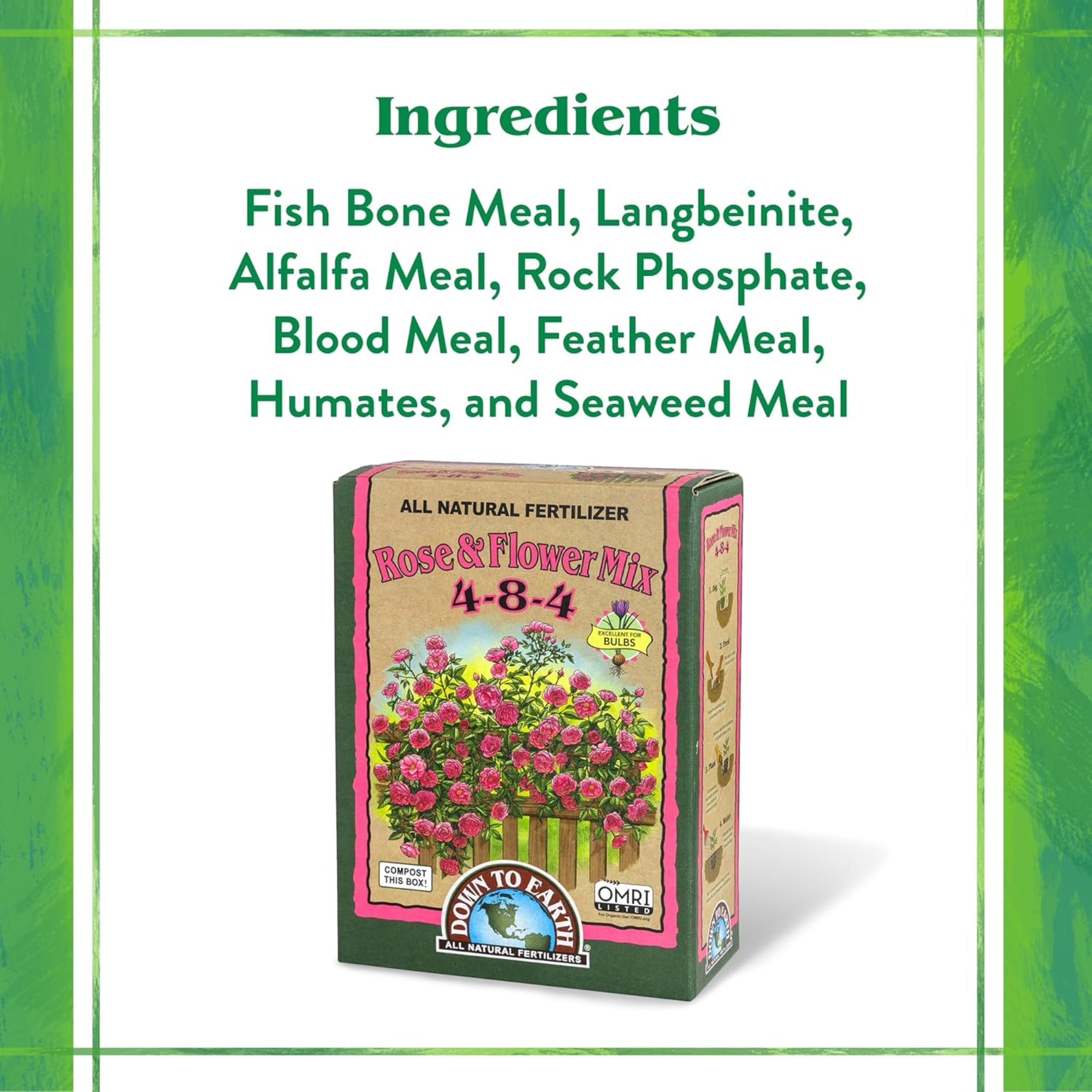 Down To Earth All Natural Fertilizers Rose & Flower Mix 4-8-4, 15 lb Box