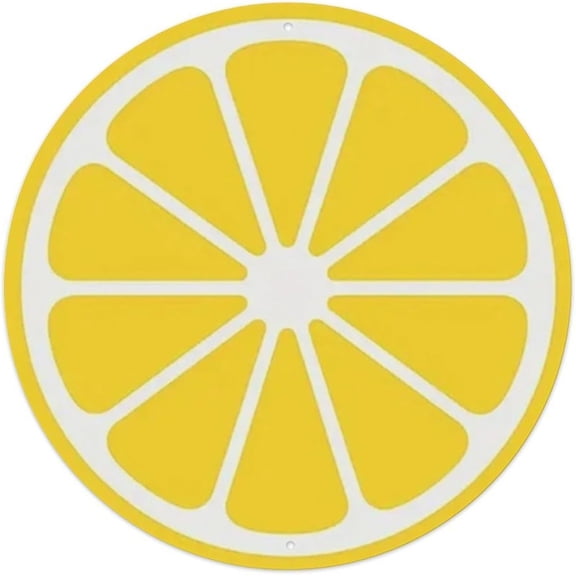 Round Lemon Slice Metal Tin Sign Retro Wall Decor Poster for Cafe Bar Pub Home 8 x 8 Inch