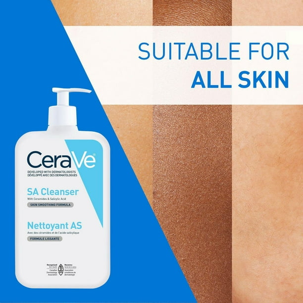 CeraVe SA Cleanser, Salicylic Acid Exfoliating Face Wash with