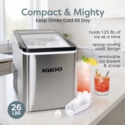 Igloo 26-Pound Automatic Portable Countertop Ice Maker Machine, Stainless Steel